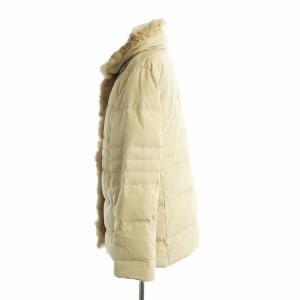BURBERRY LONDON ダウンジャケット 長袖 ミドル ロゴ ラビットファー ノバチェック 42 L ベージュ FR012-826-40