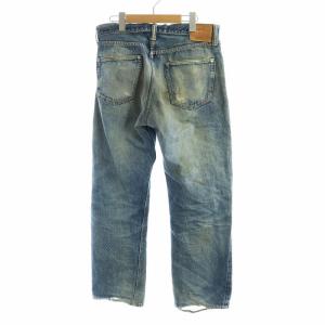 WAREHOUSE デニムパンツ ジーンズ ボタンフライ ロゴ ダメージ加工 33 青 ブルー GY18 /MQ