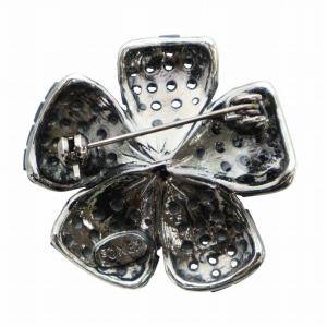 FOXEY ピンブローチ ラインストーン フラワー ブラック