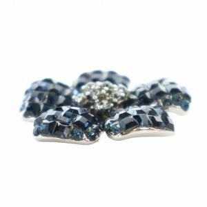 FOXEY ピンブローチ ラインストーン フラワー ブルー