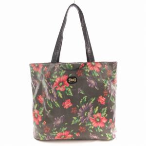 トートバッグ ハンド ロゴ 花柄 黒 ブラック マルチカラー /UD GY11