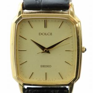 DOLCE 腕時計 クォーツ スクエア レザーベルト ゴールドカラー 8N41-5160