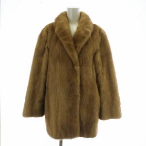 銀サガ ファーコート アウター 毛皮 ミンク ミドル 裏地総柄 11 L 茶色 ブラウン /XZ GY13