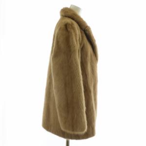 SAGA MINK 銀サガ ファーコート アウター 毛皮 ミンク ミドル 裏地総柄 11 L 茶色 ブラウン /XZ GY13