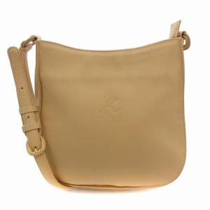 ショルダーバッグ 斜め掛け クロスボディ レザー 型押しロゴ ベージュ /FT GY18