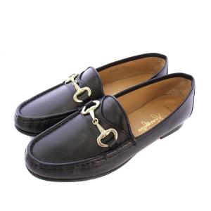 ローファー モカシン レザー ラウンドトゥ ホースビット ゴールド金具 37 23.5cm 黒 ブラック