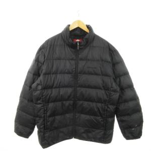 ダウンジャケット スタンドカラー ジップアップ ロゴ刺繍 大きいサイズ 4L 黒 ブラック 1560-5511