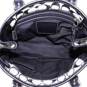 COACH シグネチャー スモール キャリオール ハンドバッグ トート キャンバス レザー 総柄 黒 ブラック 6366