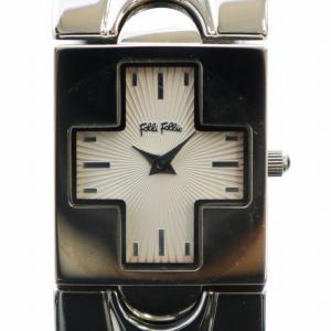 腕時計 ウォッチ クォーツ 白文字盤 スクエア レザーベルト シルバー色 WF8T023 GY18 /MQ