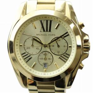 腕時計 ウォッチ クォーツ ロゴ クロノグラフ カレンダー付き ローマン ゴールド色 MK-5605 GY18