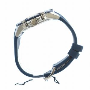 TECHNOS タグ付き 腕時計 ウォッチ クォーツ クロノグラフ カレンダー付き ラバーベルト シルバー色 青 ブルー