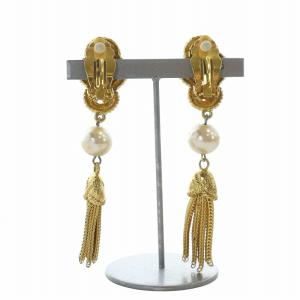 SONIA RYKIEL イヤリング アクセサリー 両耳用 クリップ式 ロゴ フェイクパール タッセル ゴールド色 GY11 /MQ