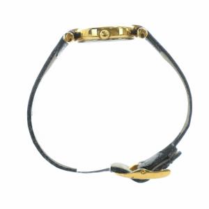 Christian Dior ジャンク品 腕時計 ウォッチ クォーツ ローマン 黒文字盤 ロゴ ラウンド レザーベルト ゴールド色 3038