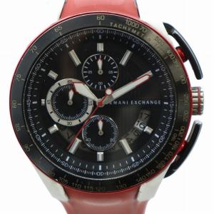 腕時計 ウォッチ クォーツ 黒文字盤 ロゴ クロノグラフ 赤 レッド 黒 ブラック AX1409 GY18