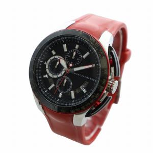 A/X ARMANI EXCHANGE 腕時計 ウォッチ クォーツ 黒文字盤 ロゴ クロノグラフ 赤 レッド 黒 ブラック AX1409 GY18
