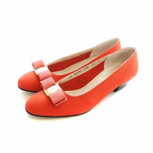 パンプス ヴァラ VARA リボン レザー ゴールド金具 7.5 25cm 赤 レッド 16735 GY18