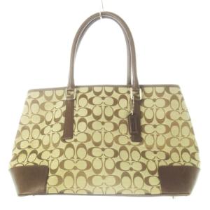 トートバッグ ハンドバッグ キャンバス レザー 革 シグネチャー 茶 ブラウン 6086 /CK6 GY18