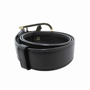 CELINE ベルト レザー 革 ロゴ 馬車 バックル 75 黒 ブラック ゴールカラー /FF GY17