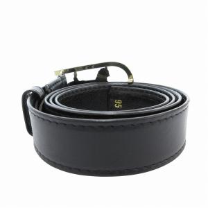 CELINE ベルト レザー 革 ロゴ 馬車 バックル 95 黒 ブラック ゴールカラー /FF GY17