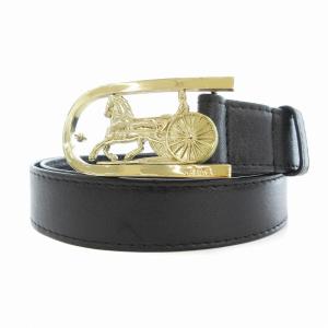 ベルト レザー 革 ホースキャリッジ 馬車バックル 85 黒 ブラック /UO GY17