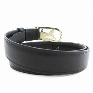 CELINE ベルト レザー 革 ホースキャリッジ 馬車バックル 75 黒 ブラック /UO GY17