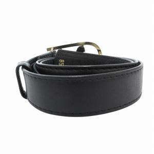 CELINE ベルト レザー 革 ロゴ 馬車 バックル 85 黒 ブラック ゴールカラー /FF GY17