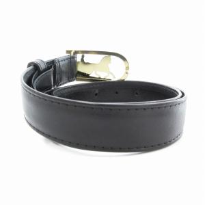 CELINE ベルト レザー 革 ホースキャリッジ 馬車バックル 80 黒 ブラック /UO GY17