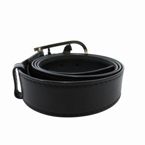 CELINE ベルト レザー 革 ロゴ 馬車 バックル 95 黒 ブラック ゴールカラー /FF GY17