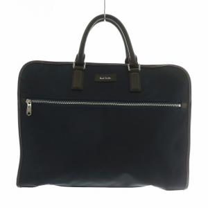 ビジネスバック ブリーフケース ナイロン レザー ストライプ ロゴ 紺 ネイビー 茶色 ブラウン /XZ