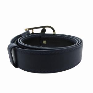 CELINE ベルト レザー 革 ロゴ 馬車 バックル 90 紺 ネイビー ゴールカラー /FF GY17