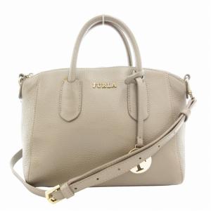 テッサ ミニ 2WAY ショルダー バッグ ハンド 斜め掛け ロゴ レザー グレー /GV