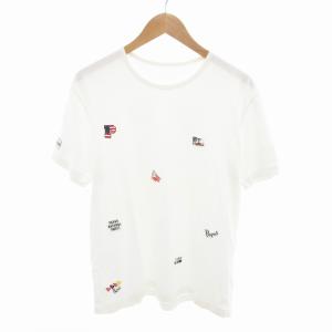Tシャツ ロゴ ワッペン クルーネック 半袖 L 白 ホワイト /HO GY17