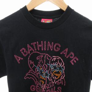 A BATHING APE GENERALS Tシャツ ロゴ ラインストーン 半袖 S 黒 ブラック /HO GY17