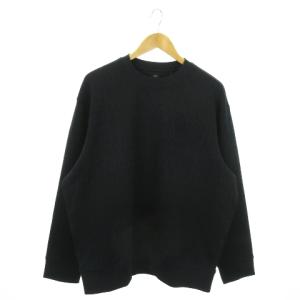 トレーナー スウェット クルーネック 長袖 オーバーサイズ ストレッチ ロゴ 総柄 L 紺 ネイビー /AO15