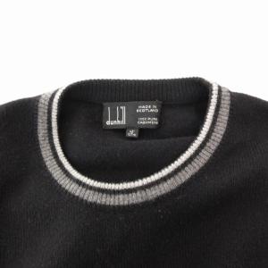 dunhill ニット セーター ライン ロールアップ カシミア100％ 長袖 42 黒 ブラック /HO GY17
