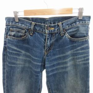 A BATHING APE BAPE デニムパンツ ジーンズ ストレート USED加工 紙パッチ TALL インディゴブルー /HO