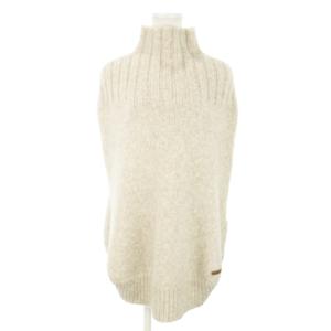 ポンチョ ニット ハイネック アルパカ 裾ラウンド ロゴ L ライトベージュ /AO18 GY18