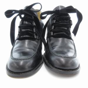FENDI パンプス レースアップシューズ ブーティ レザー 革 37.5 ブラック 黒 /UO GY18