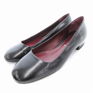 CALZATURE DONNA パンプス レザー 革 ローヒール 35.5 ブラック 黒 1F6364