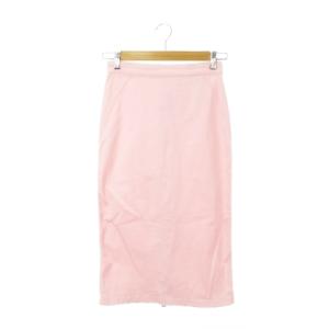 タイトスカート ミモレ ロング バックファスナー ワンポイント ストレッチ 40 S ピンク /AH9