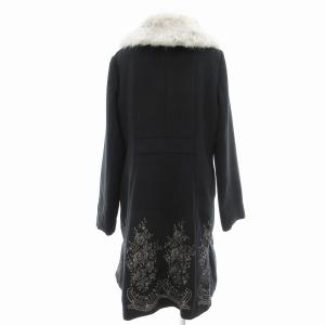axes femme フェイクファーコート ミドル丈 花がら刺繍 ビジュー M 黒 ブラック /JS GY18