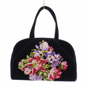 ハンドバッグ ミニボストン シュニール織 花柄 黒 ブラック /XZ GY18