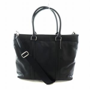 ブリーフケース ショルダー 2WAY 書類カバン ビジネスバッグ レザー ロゴ 黒 ブラック F54758