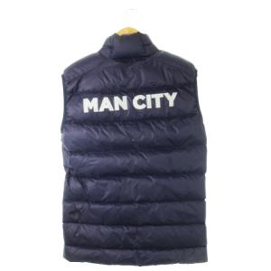 PUMA ダウンベスト マンチェスター・シティ FC ジップアップ ロゴ プリント スポーツ サッカー S 紺 ネイビー