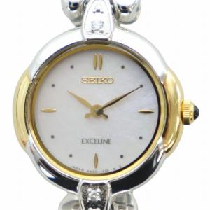 エクセリーヌ EXCELINE 腕時計 ウォッチ クォーツ シェル文字盤 シルバー色 ゴールド色 4N20-1060