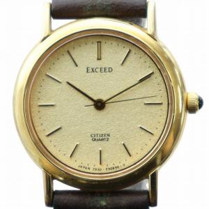 エクシード EXCEED 腕時計 ウォッチ クォーツ ロゴ レザーベルト ゴールド色 2930-296346