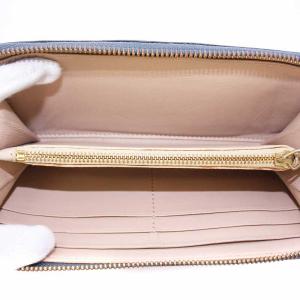 Chloe 長財布 レザー ラウンドファスナー ロゴ ゴールド金具 紺 ネイビー グレー /XZ GY18