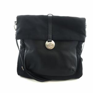 ショルダーバッグ 斜め掛け ロゴ レザー ナイロン 黒 ブラック GY18 /MQ