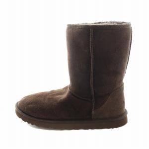 クラシック ショート ムートンブーツ スエード ロゴ ボア US10 28cm 茶 ブラウン F23114E