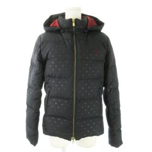 ダウンジャケット ダブルジップ フーディー ドット ロゴ刺繍 M 紺 ネイビー /AO20 GY18